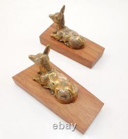 Pair of Bookends Animal Sculpture Reclining Does Bronze Art Deco Greek