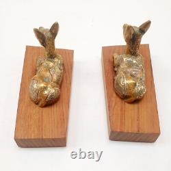 Pair of Bookends Animal Sculpture Reclining Does Bronze Art Deco Greek