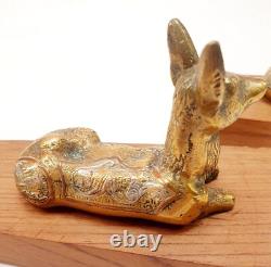 Pair of Bookends Animal Sculpture Reclining Does Bronze Art Deco Greek
