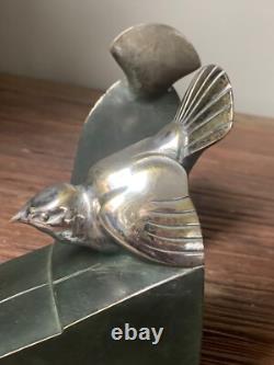 Pair of Bronze Bookends with Birds on a Roof by Henri Rischmann Art Deco