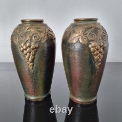 Pair of Bronze Vases Signed HEBERT 1920 ART DECO