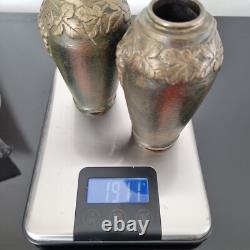 Pair of Bronze Vases Signed HEBERT 1920 ART DECO