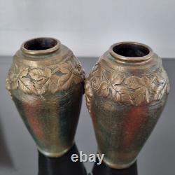 Pair of Bronze Vases Signed HEBERT 1920 Art Deco