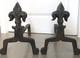 Pair Of Fireplace Chenets With Fleur De Lys Decoration In Bronze And Iron, Art Deco