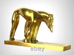 Pair of Gilded Bronze Greyhounds on Art Deco Base Signed by R. Marchal