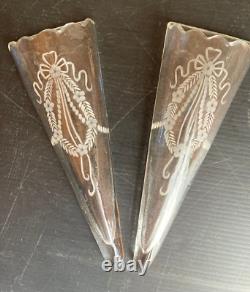 Pair of Louis XVI-style gilt bronze and engraved glass vase wall sconces, Art Deco