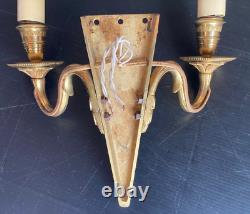 Pair of Louis XVI-style gilt bronze and engraved glass vase wall sconces, Art Deco