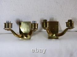 Pair of antique Art Deco bronze wall lamps