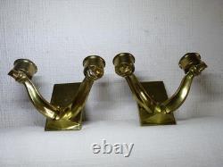 Pair of antique Art Deco bronze wall lamps