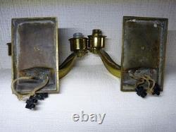 Pair of antique Art Deco bronze wall lamps