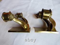 Pair of antique Art Deco bronze wall lamps