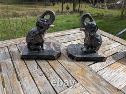 Pair of elephant bookends Art Deco 1930 Moreau bronze régule