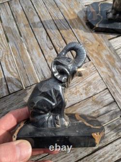 Pair of elephant bookends Art Deco 1930 Moreau bronze régule