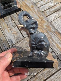 Pair of elephant bookends Art Deco 1930 Moreau bronze régule