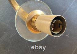 Pair of gilt bronze wall sconces with crystal glass discs Art Deco horn steps 1930