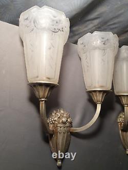 Pair of wall sconces Art Deco 1930 by Alfred GAGNON & P. MAYNADIER