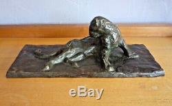 Panther Reclining Bronze Animal Art Nouveau Art Deco, Godchaux, Jouve, Guyot