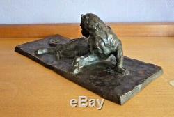 Panther Reclining Bronze Animal Art Nouveau Art Deco, Godchaux, Jouve, Guyot