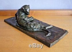 Panther Reclining Bronze Animal Art Nouveau Art Deco, Godchaux, Jouve, Guyot