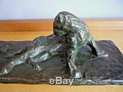 Panther Reclining Bronze Animal Art Nouveau Art Deco, Godchaux, Jouve, Guyot