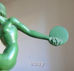 Patinated bronze Art Deco sculpture by S. Melani, young woman, Max Le Verrier era