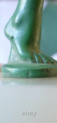 Patinated bronze Art Deco sculpture by S. Melani, young woman, Max Le Verrier era