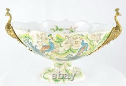 Peacock Bird Centerpiece Bowl Art Deco Art Nouveau Style Porcelain