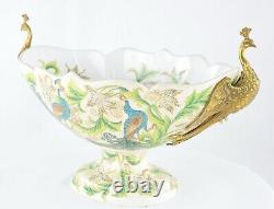 Peacock Bird Centerpiece Bowl Art Deco Art Nouveau Style Porcelain