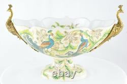 Peacock Bird Centerpiece Bowl Art Deco Art Nouveau Style Porcelain