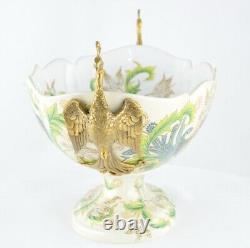 Peacock Bird Centerpiece Bowl Art Deco Art Nouveau Style Porcelain