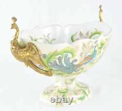 Peacock Bird Centerpiece Bowl Art Deco Art Nouveau Style Porcelain