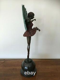Pellier M Sculpture Bronze Art Deco Dancer Paon