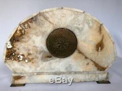 Pendulum Art Deco 1930 White Marble And Bronze Geometric Casserole With C2396