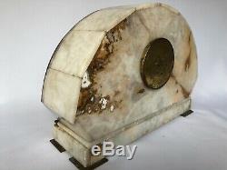 Pendulum Art Deco 1930 White Marble And Bronze Geometric Casserole With C2396