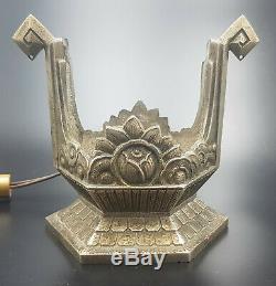 Pierre Gilles Foot Lamp Rare Art Deco Bronze Nickel 1930 Nickeled Lamp