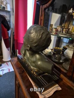 Pierre HUGONNET sculpture Bronze and Marble Art Deco 16.7 KG