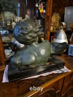 Pierre HUGONNET sculpture Bronze and Marble Art Deco 16.7 KG