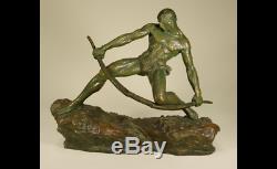 Pierre Le Faguays Archer Drawing His Bow Very Large Bronze Sign