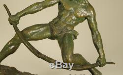 Pierre Le Faguays Archer Drawing His Bow Very Large Bronze Sign