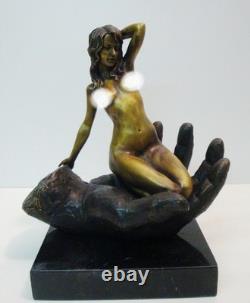 Pin-up Sexy Statue Sculpture, Art Deco Style, Art Nouveau Style, Solid Bronze S
