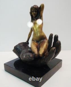 Pin-up Sexy Statue Sculpture, Art Deco Style, Art Nouveau Style, Solid Bronze S