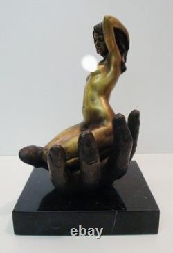 Pin-up Sexy Statue Sculpture, Art Deco Style, Art Nouveau Style, Solid Bronze S