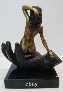 Pin-up Sexy Statue Sculpture, Art Deco Style, Art Nouveau Style, Solid Bronze S