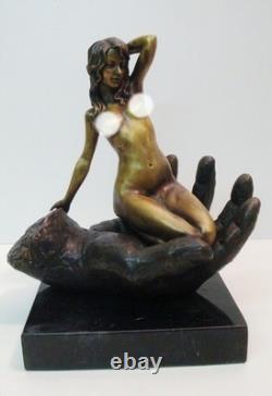 Pin-up Sexy Statue Sculpture, Art Deco Style, Art Nouveau Style, Solid Bronze S