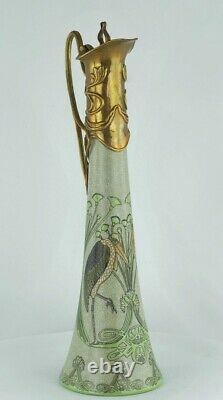 Pitcher Pitcher Bird Marabout Style Art Deco Porcelaine Bronze
