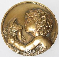 Plate Medal Thenot Signed Bronze Mythology With Punch Art Deco