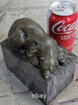 Polar Bear Bronze Sculpture Art Deco Statue Figure Lostwax Art