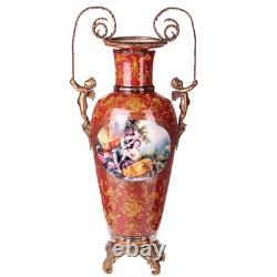 Porcelain vase with bronze angels in Art Deco style Multicolor
