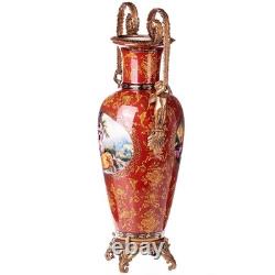 Porcelain vase with bronze angels in Art Deco style Multicolor