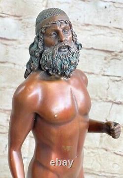 Poseidon Bronze Greek Sea Sculpture Art Deco Figurine Marble Fonte